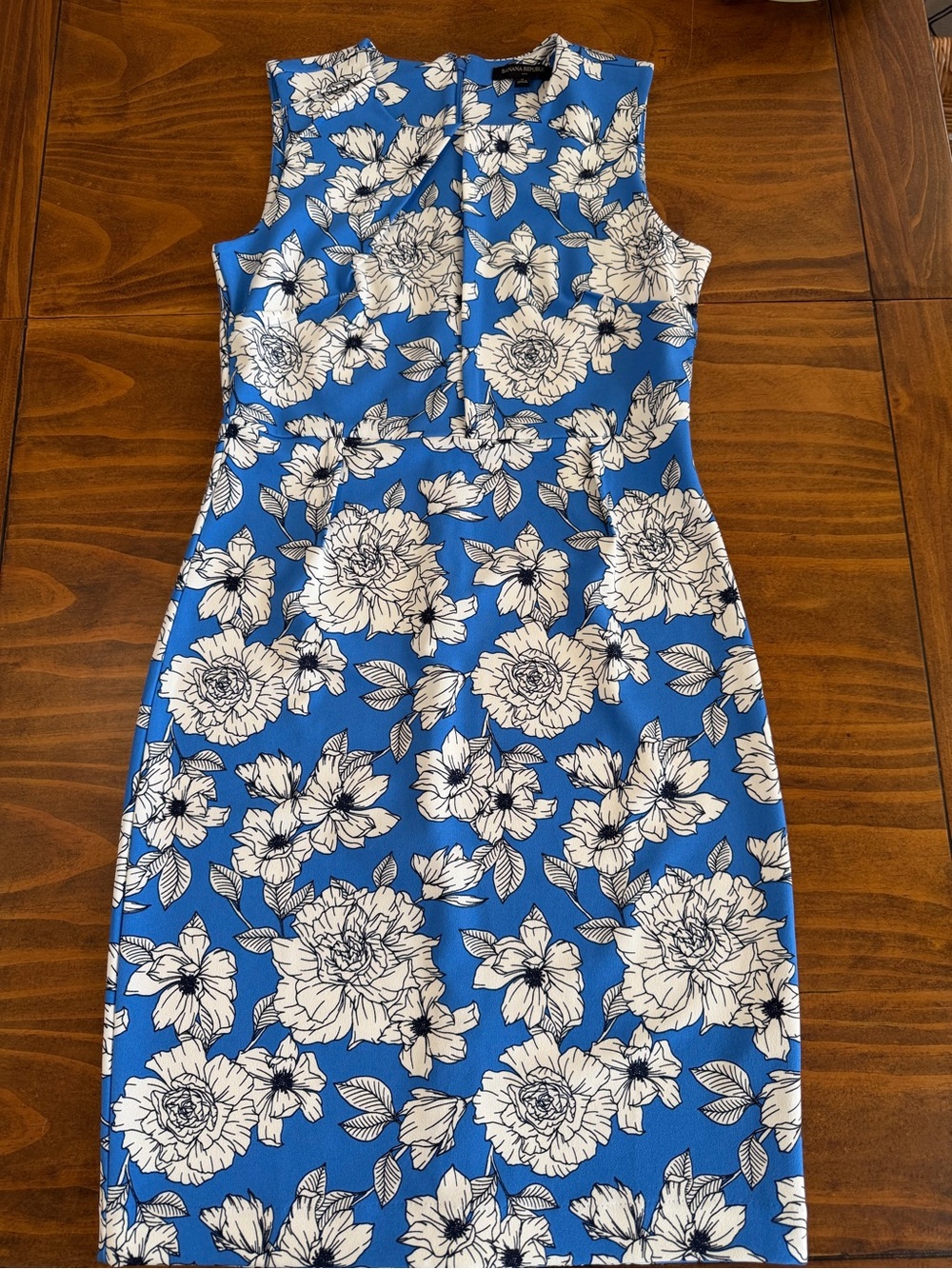 Banana Republic Womens Size 6 Blue White Floral Sleeveless Sheath Dress NWT